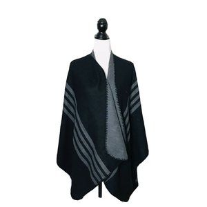 BB Dakota Striped Reversible Wrap Poncho 57" X 51"